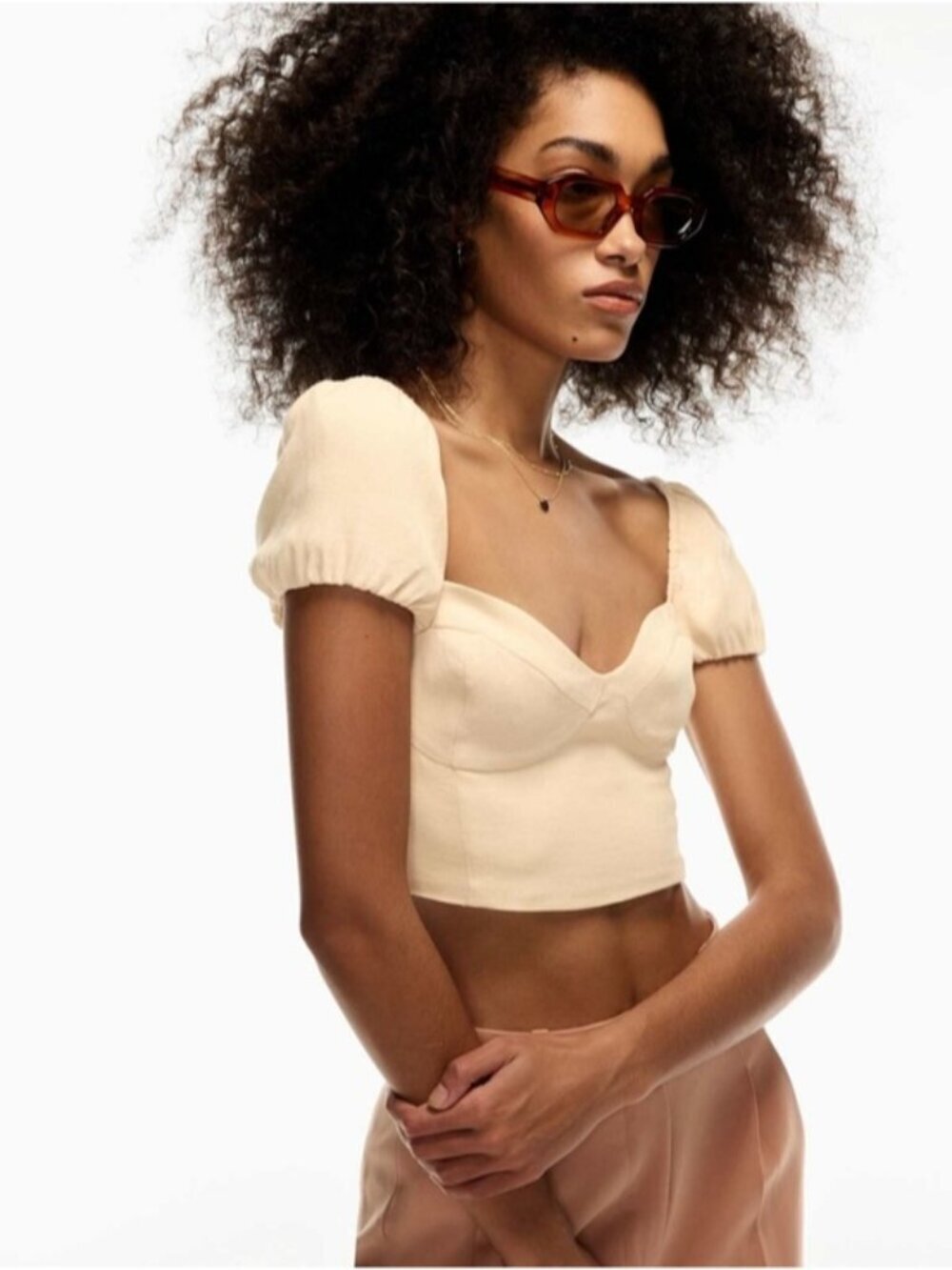 Aritzia Wilfred Novella Blouse Top Butter Yellow Size Small Smocked Puff Sleeves